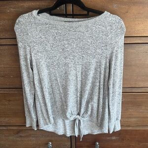 Gibson Heather Gray Tie-Front Sweatshirt